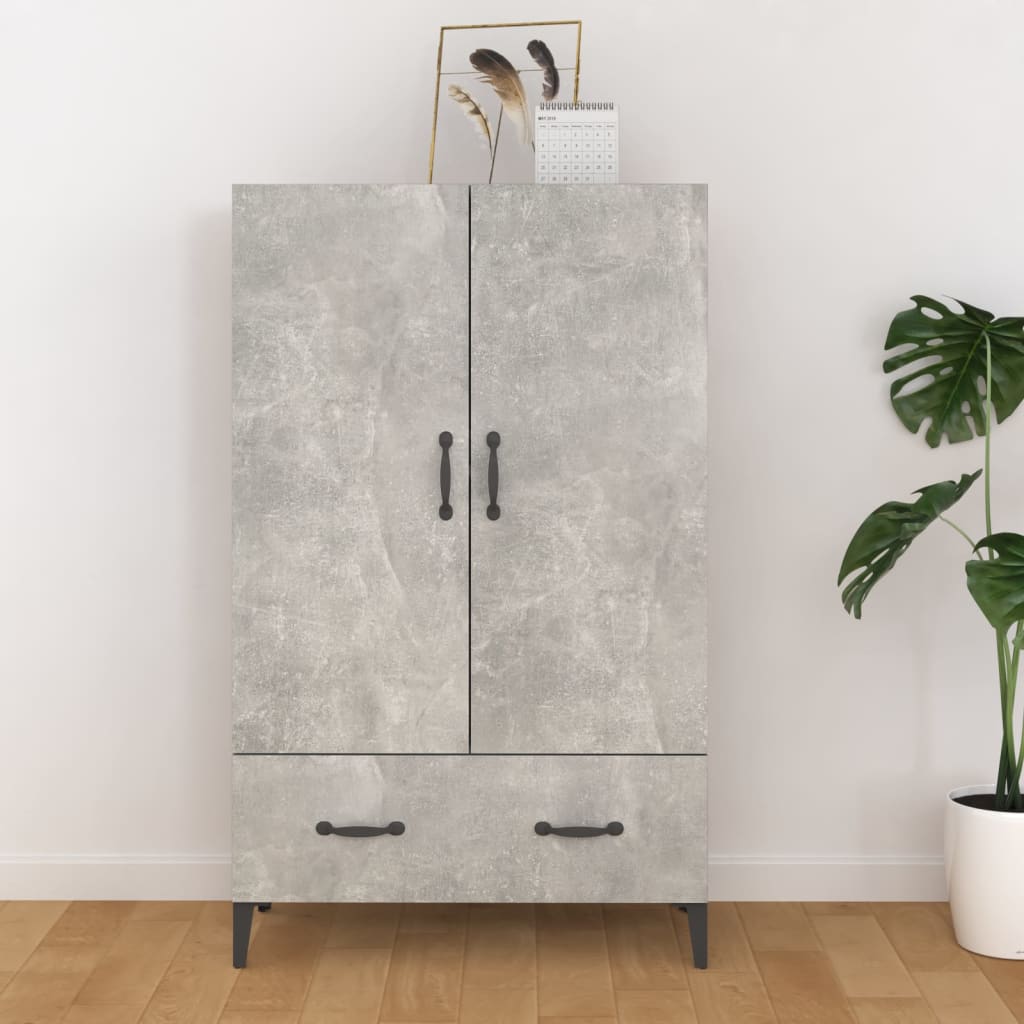 Highboard betonggrå 70x31x115 cm konstruert tre