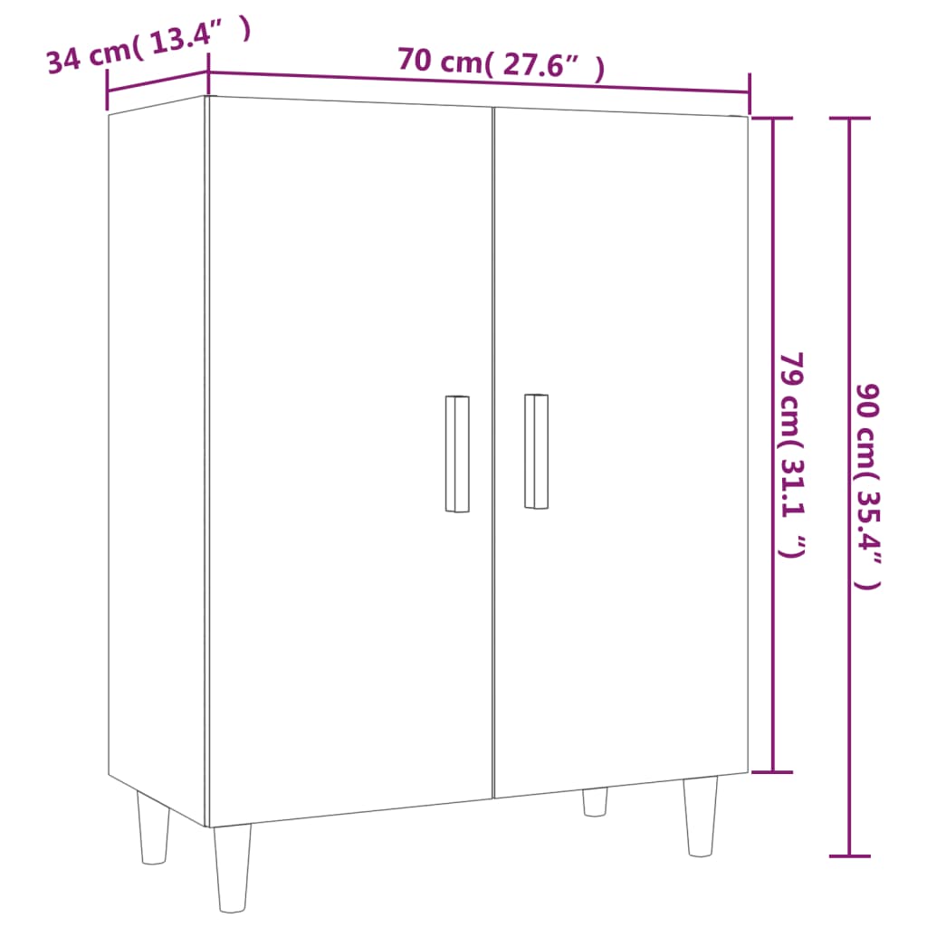 Skjenk røkt eik 70x34x90 cm konstruert tre