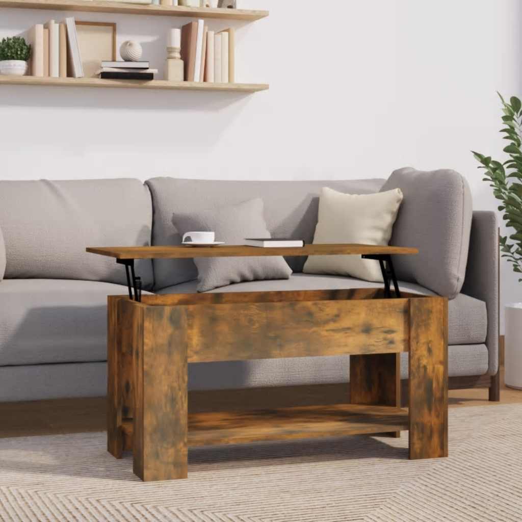 Salongbord røkt eik 101x49x52 cm konstruert tre