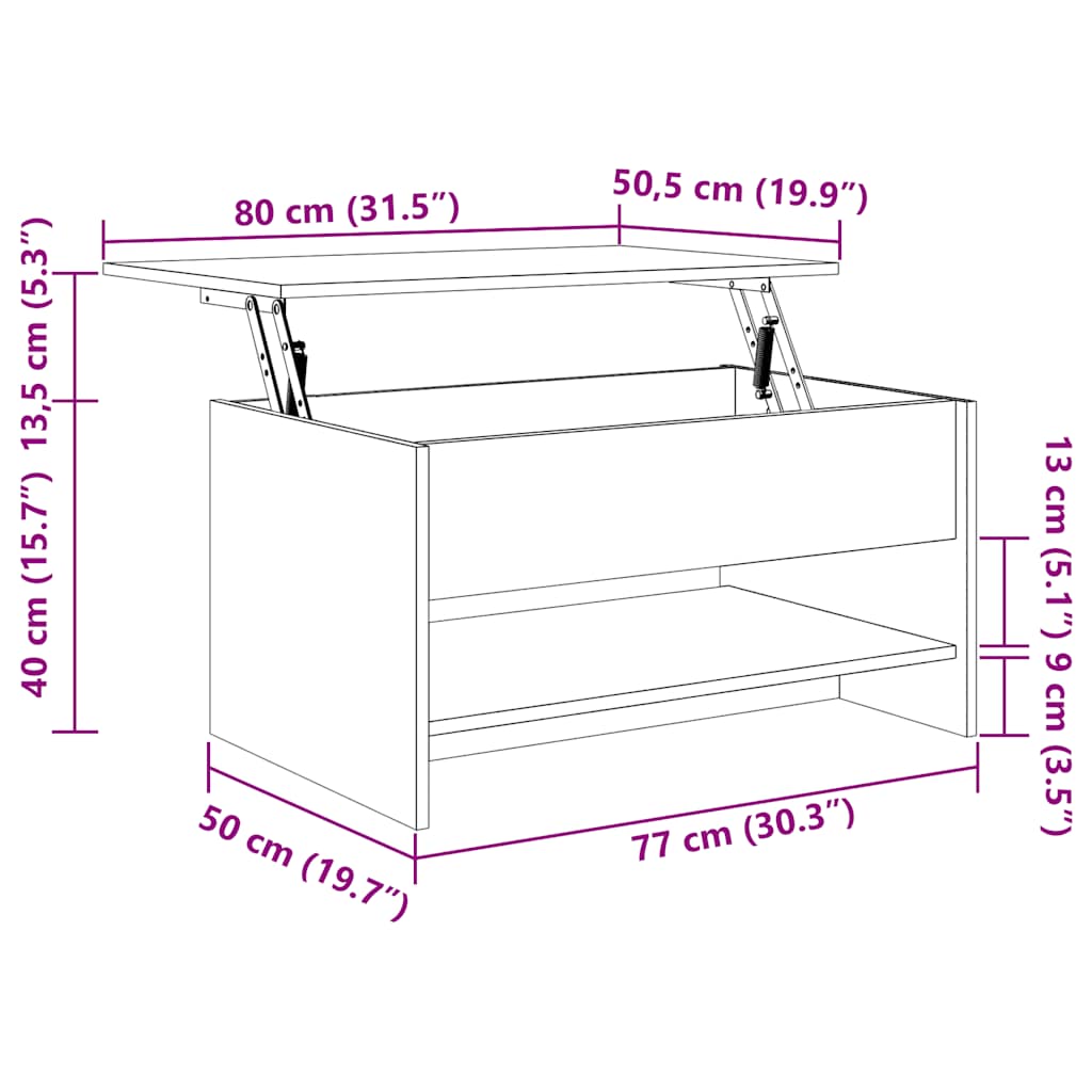 Salongbord brun eik 80x50x40 cm konstruert tre