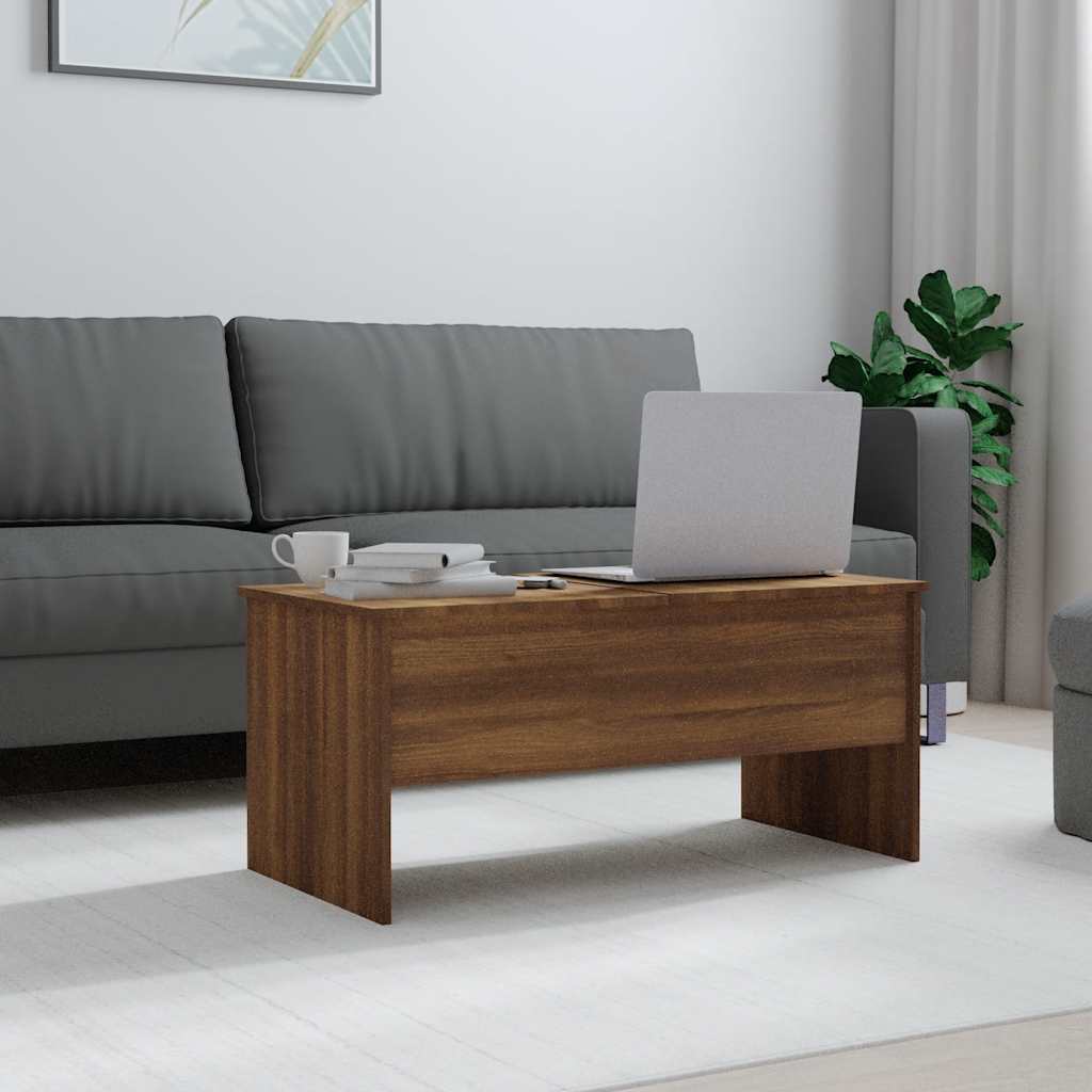 Salongbord brun eik 102x50,5x46,5 cm konstruert tre