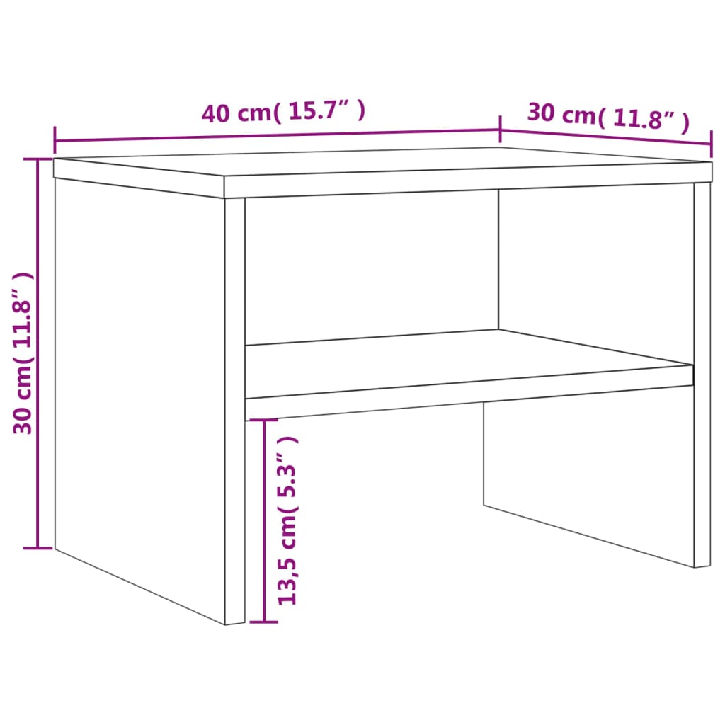Nattbord 2 stk røkt eik 40x30x30 cm konstruert tre