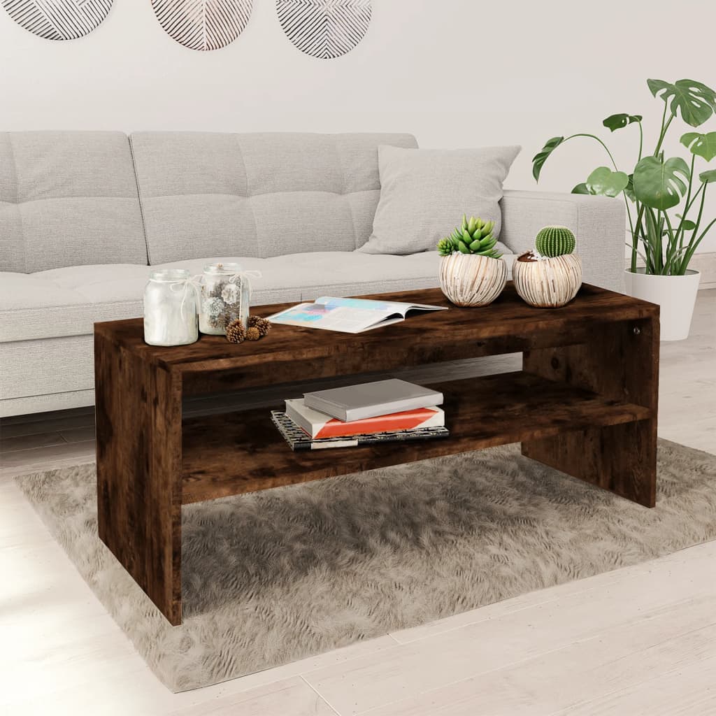 Salongbord røkt eik 100x40x40 cm konstruert tre