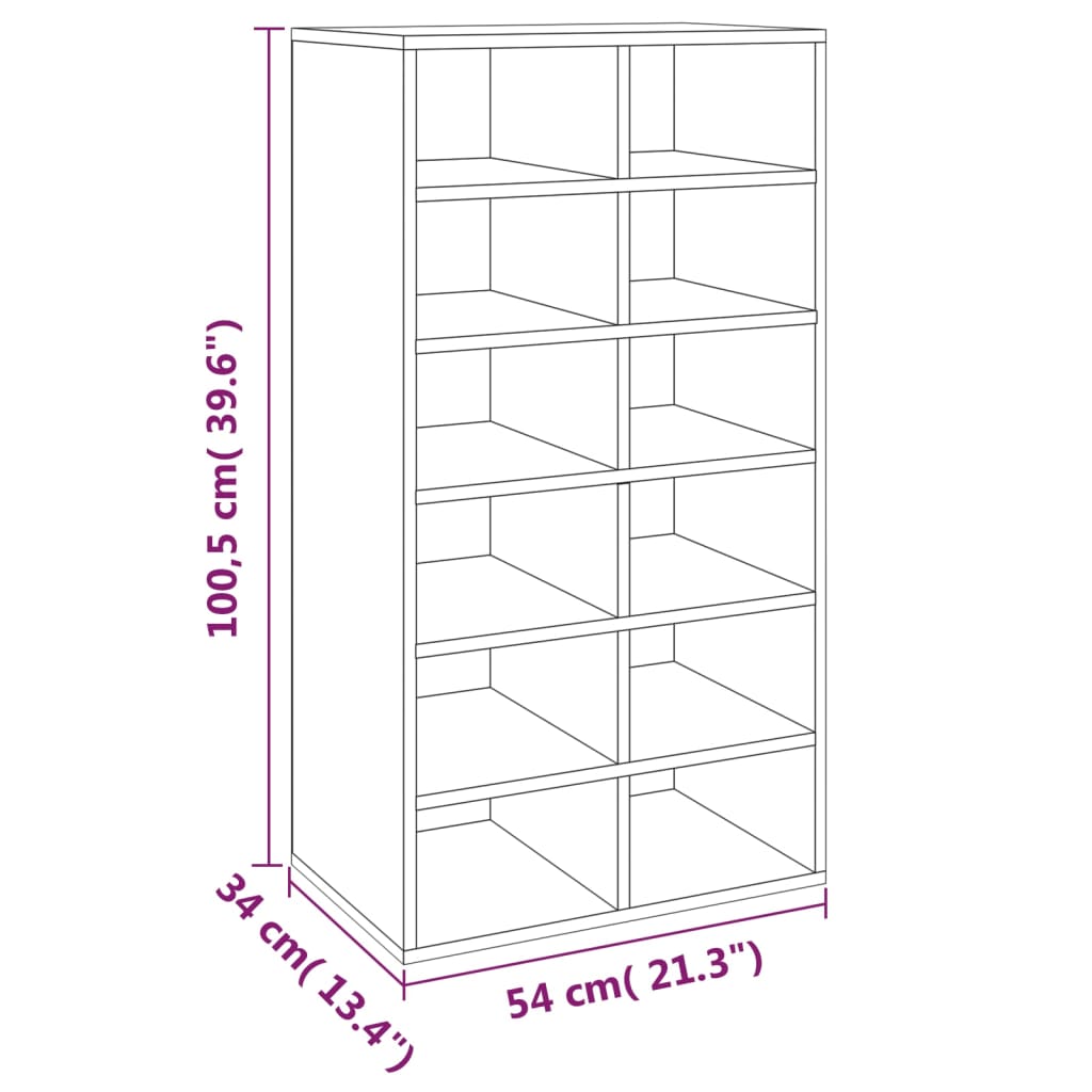 Skohylle grå sonoma 54x34x100,5 cm konstruert tre