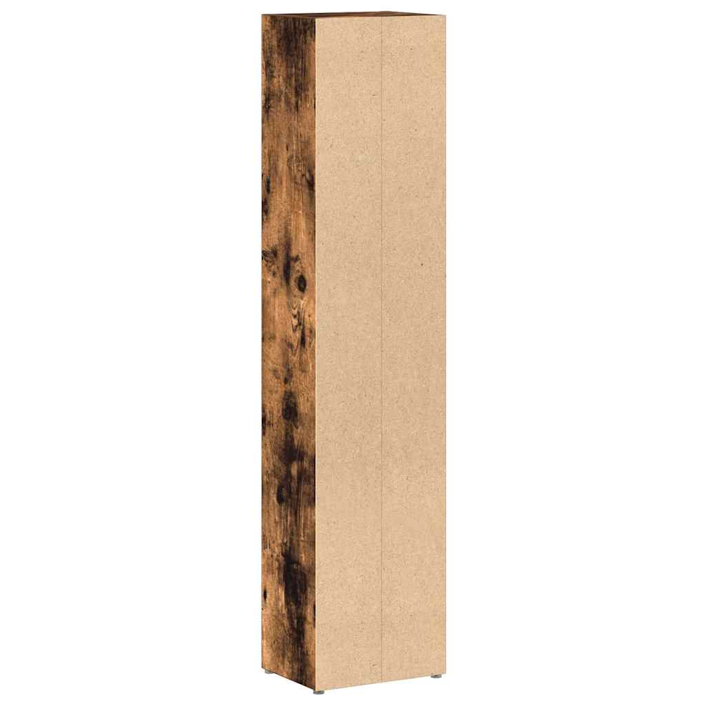 CD-skap 2 stk røkt eik 21x16x93,5 cm konstruert tre