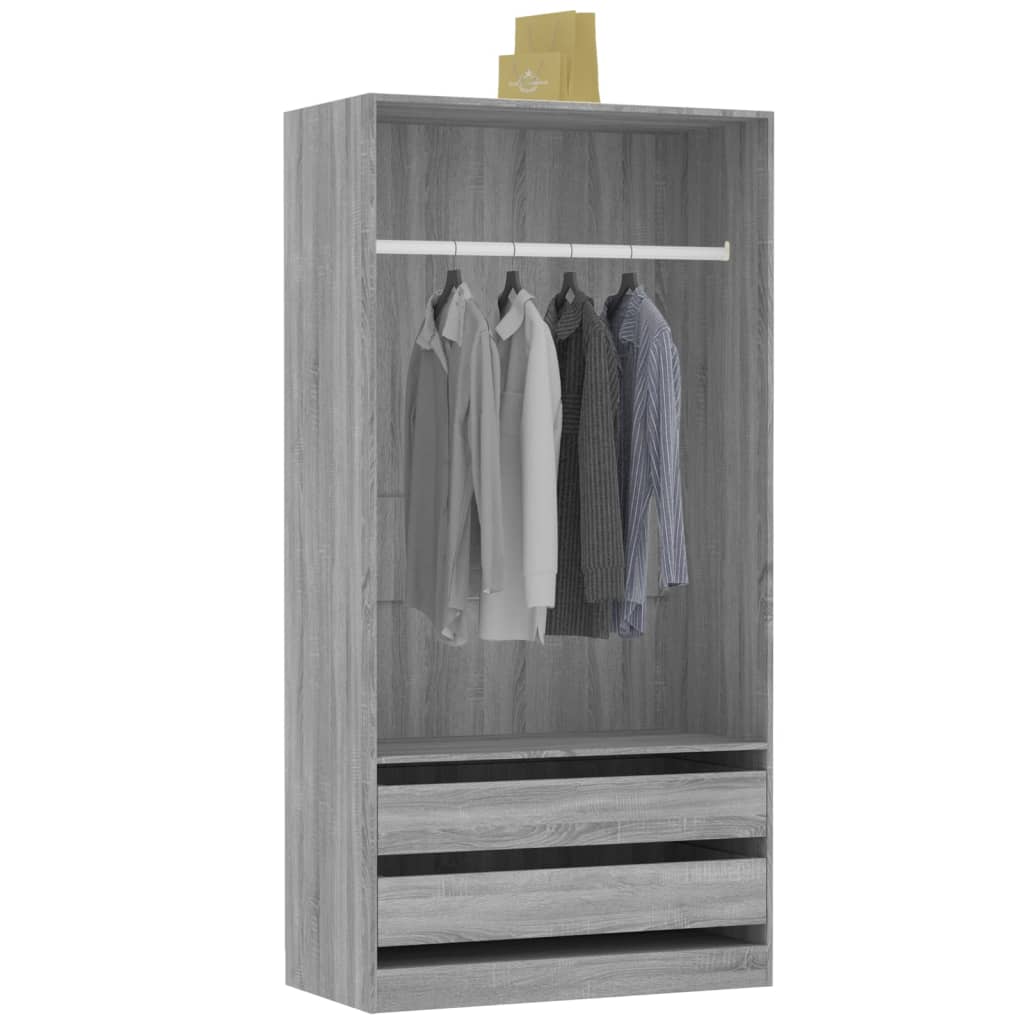 Garderobe grå sonoma 100x50x200 cm konstruert tre