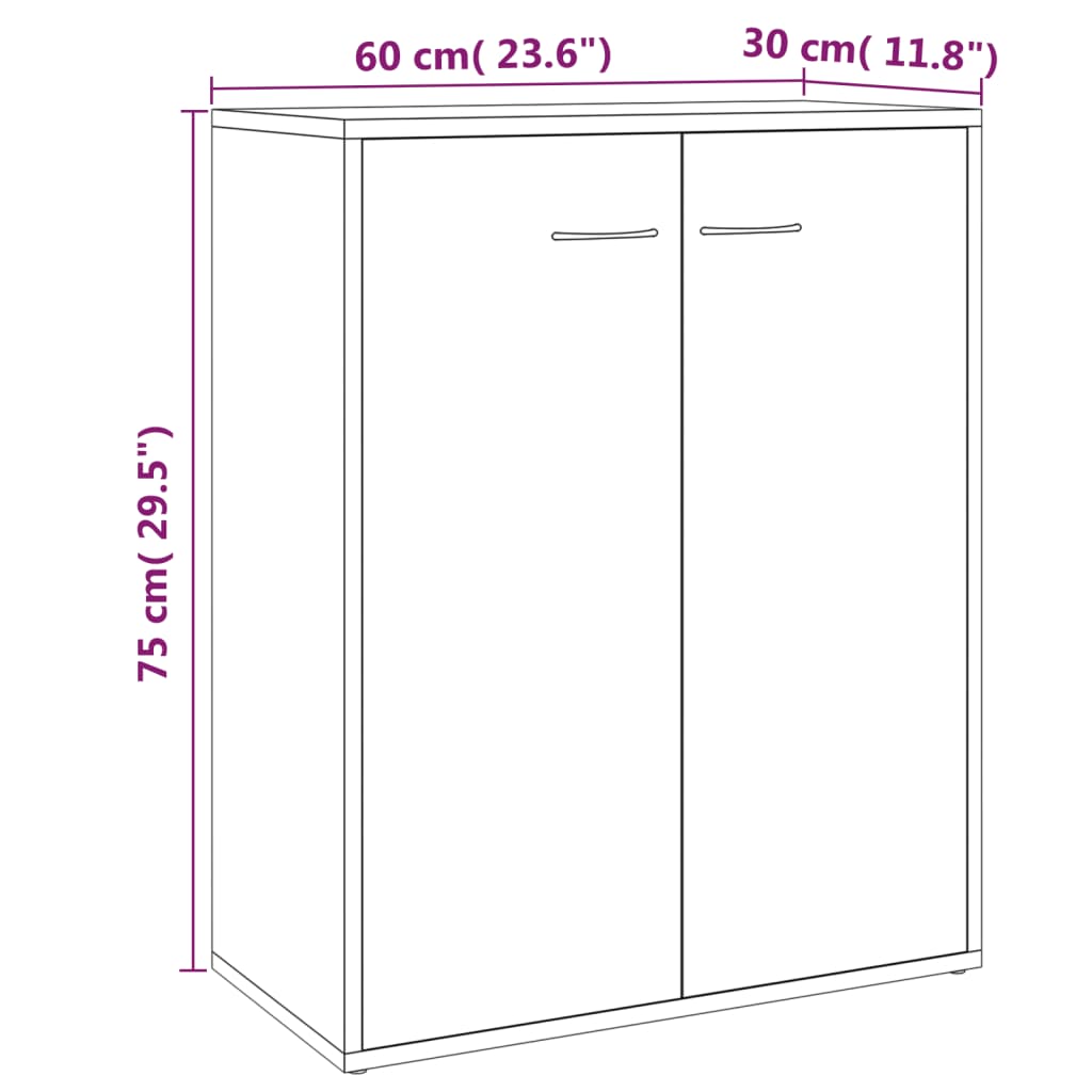 Skjenk grå sonoma 60x30x75 cm konstruert tre