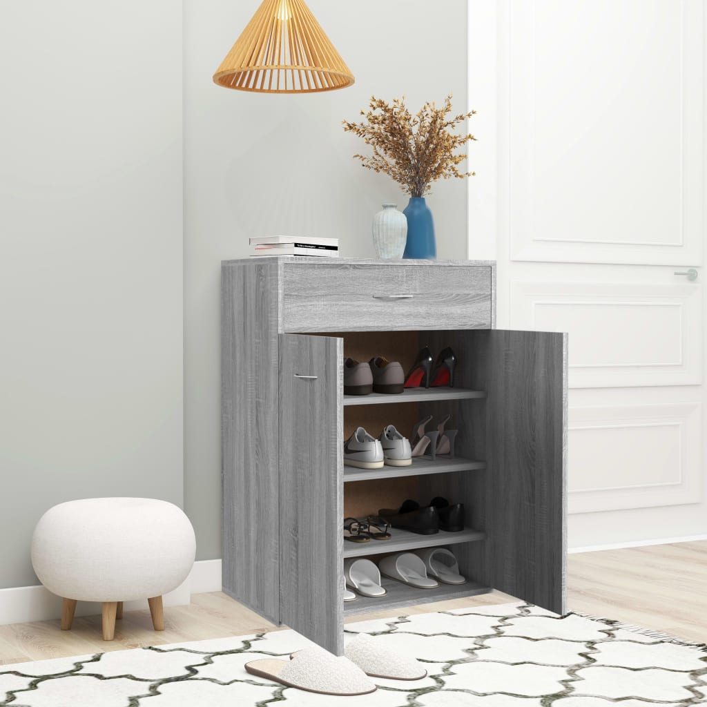 Skoskap grå sonoma 60x35x84 cm konstruert tre