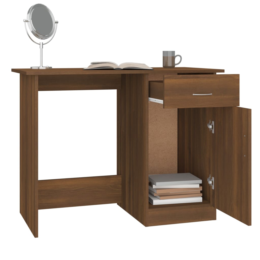 Skrivebord brun eik 100x50x76 cm konstruert tre