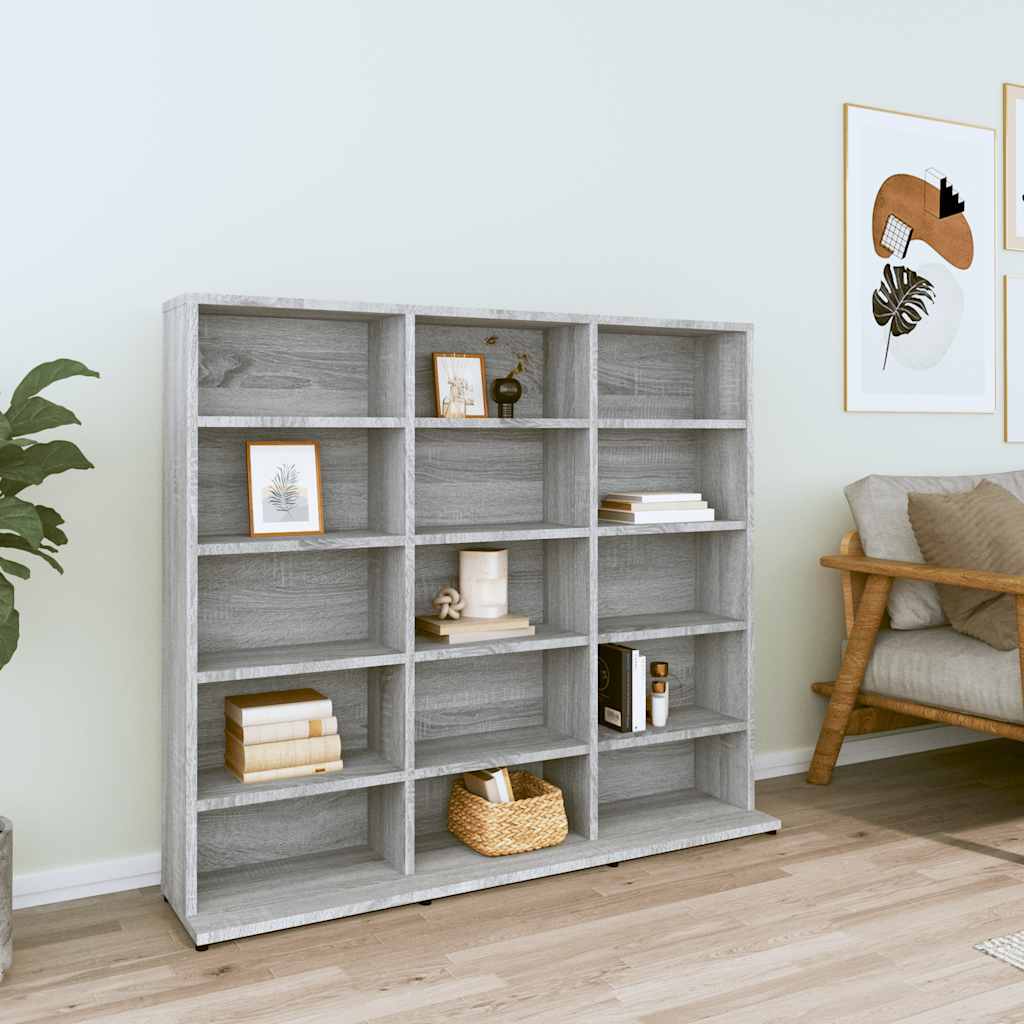 CD-skap grå sonoma 100x23x89,5 cm konstruert tre