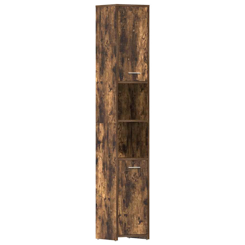Baderomsskap røkt eik 30x30x183,5 cm konstruert tre