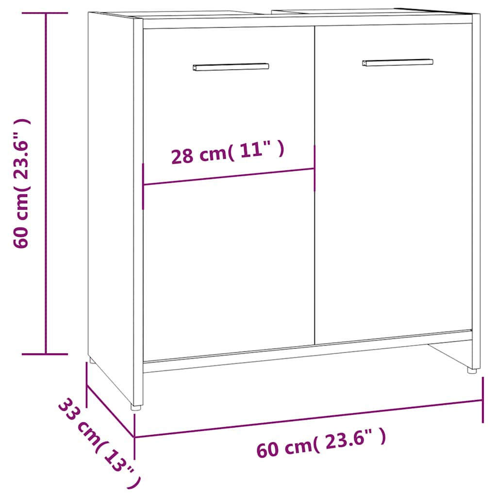 Baderomsskap røkt eik 60x33x60 cm konstruert tre