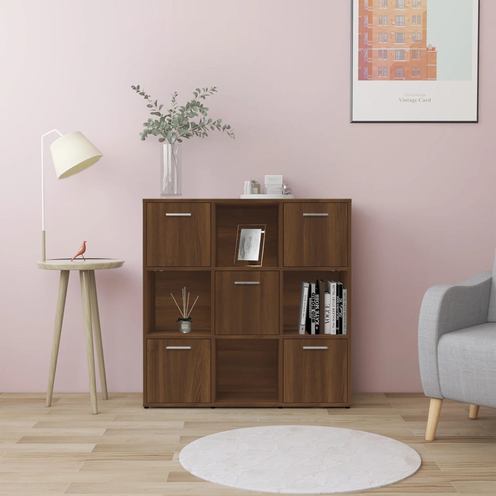 Bokhylle brun eik 90x30x90 cm konstruert tre
