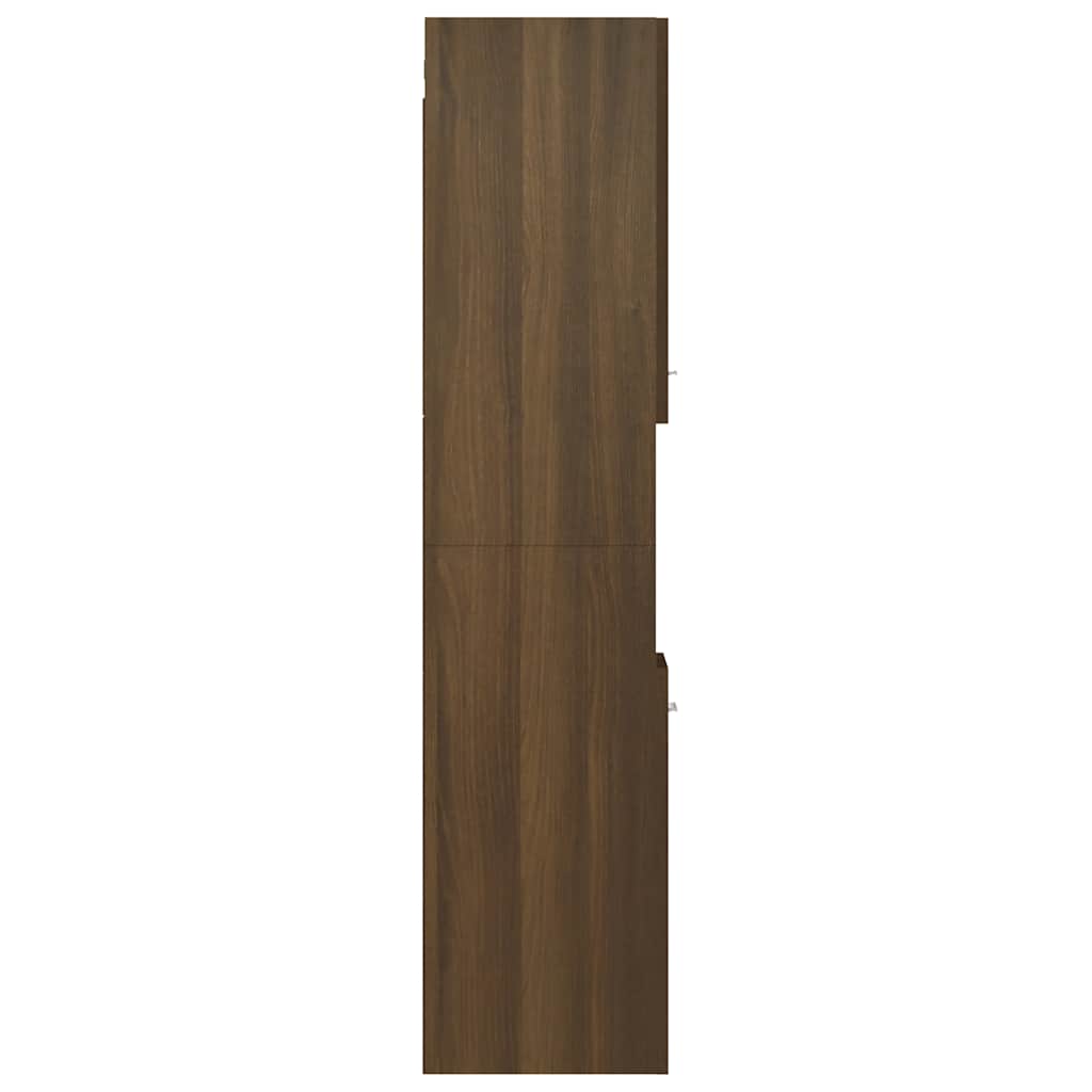 Baderomsskap brun eik 30x30x130 cm konstruert tre