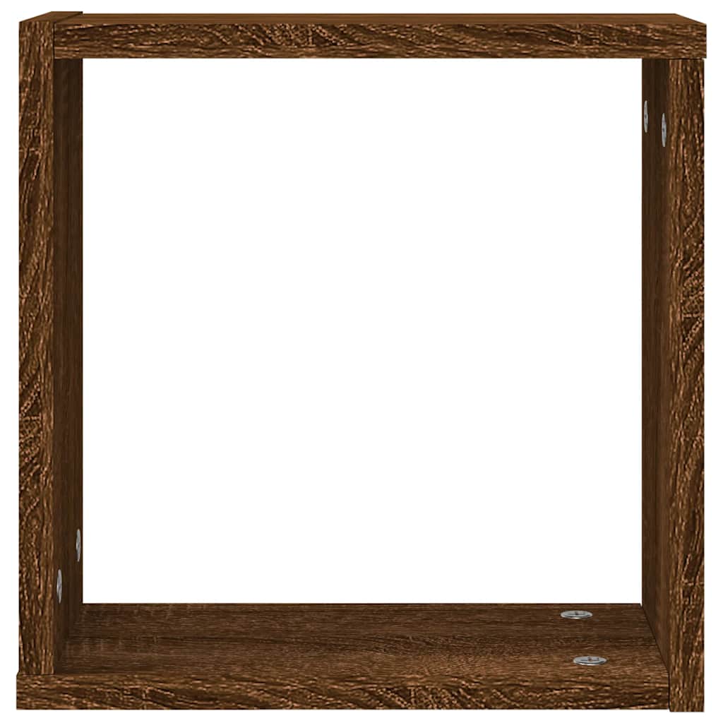 Vegghyller kubeformet 2 stk brun eik 30x15x30 cm
