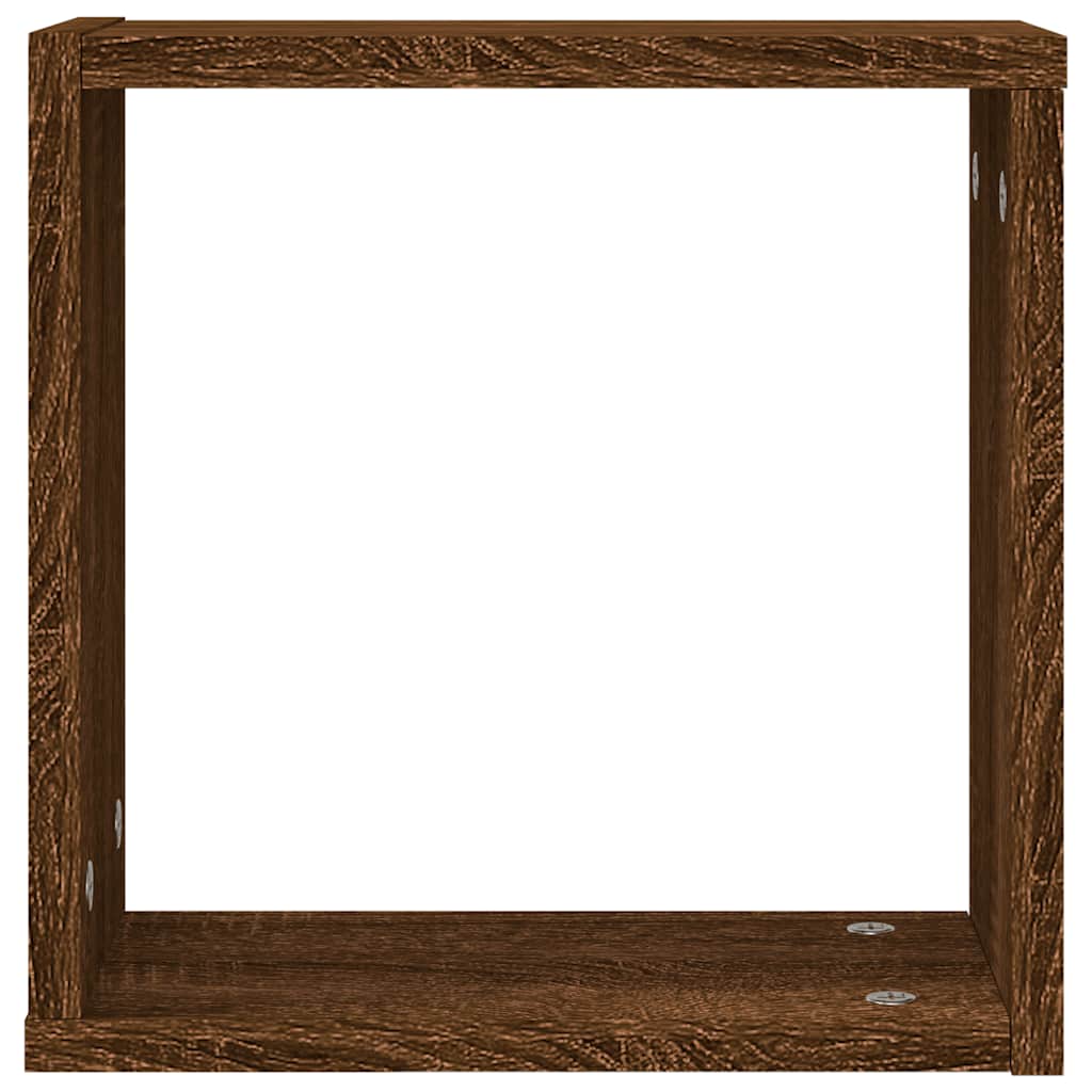 Vegghyller kubeformet 4 stk brun eik 30x15x30 cm