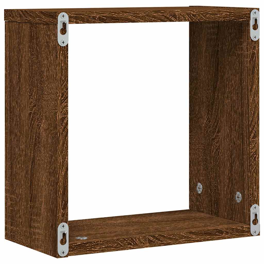 Vegghyller kubeformet 4 stk brun eik 30x15x30 cm