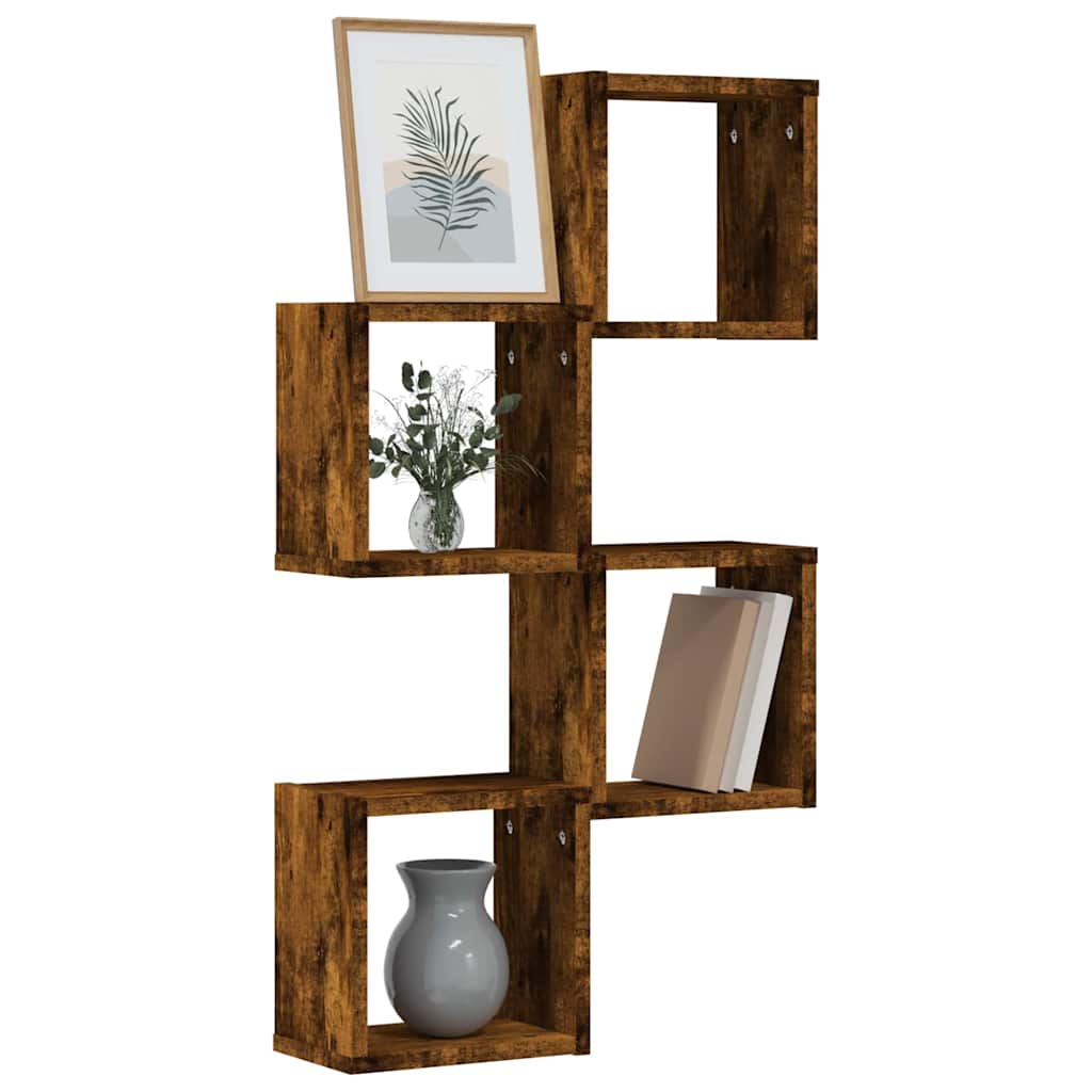 Vegghyller 4 pcs Røkt eik 26 x 15 x 26 cm Konstruert tre