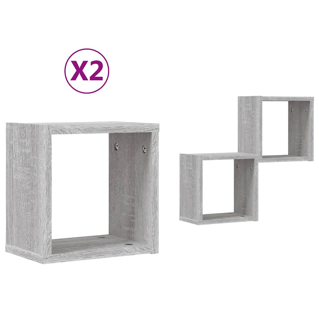 Vegghyller 2 pcs Grå Sonoma 26 x 15 x 26 cm Konstruert tre