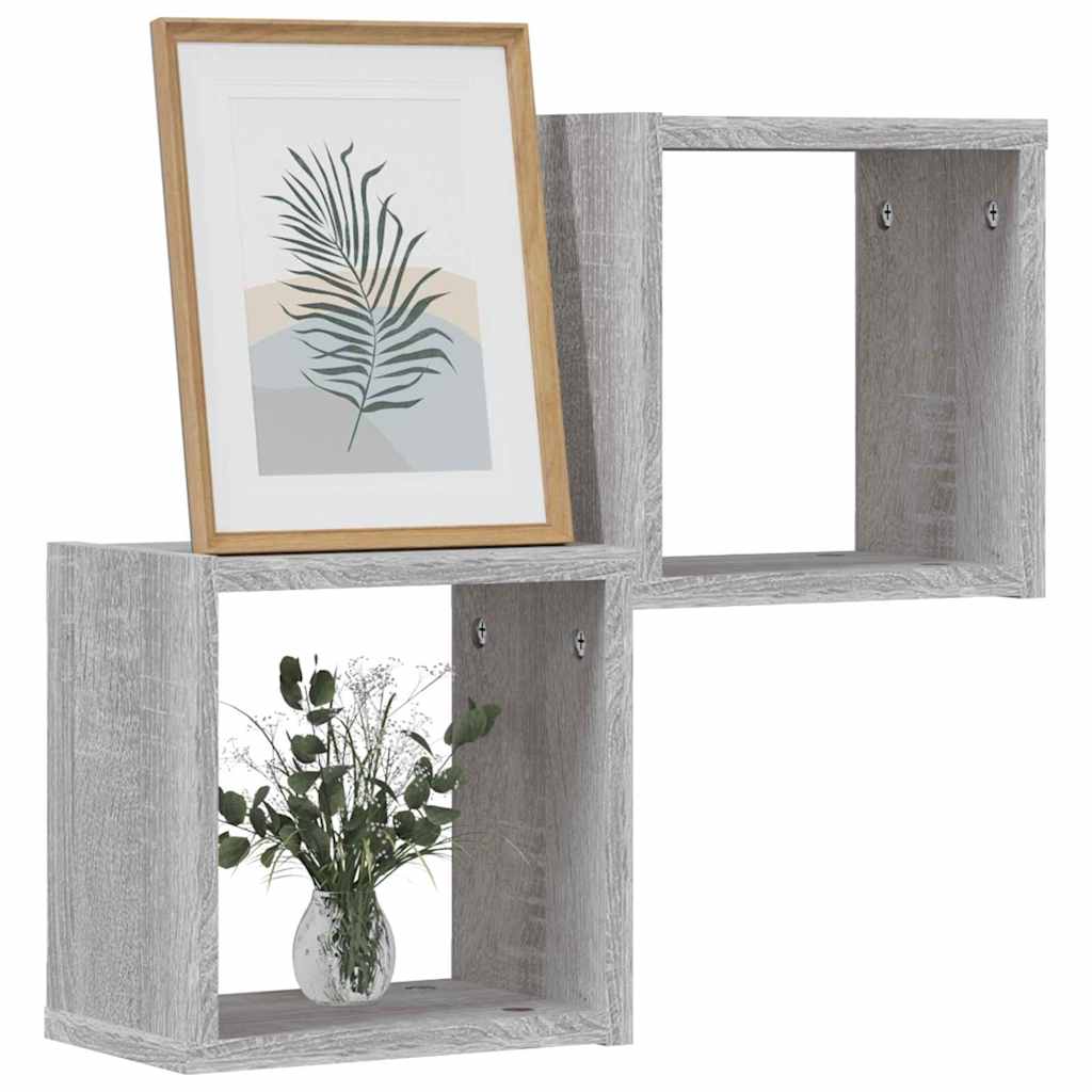 Vegghyller 2 pcs Grå Sonoma 26 x 15 x 26 cm Konstruert tre
