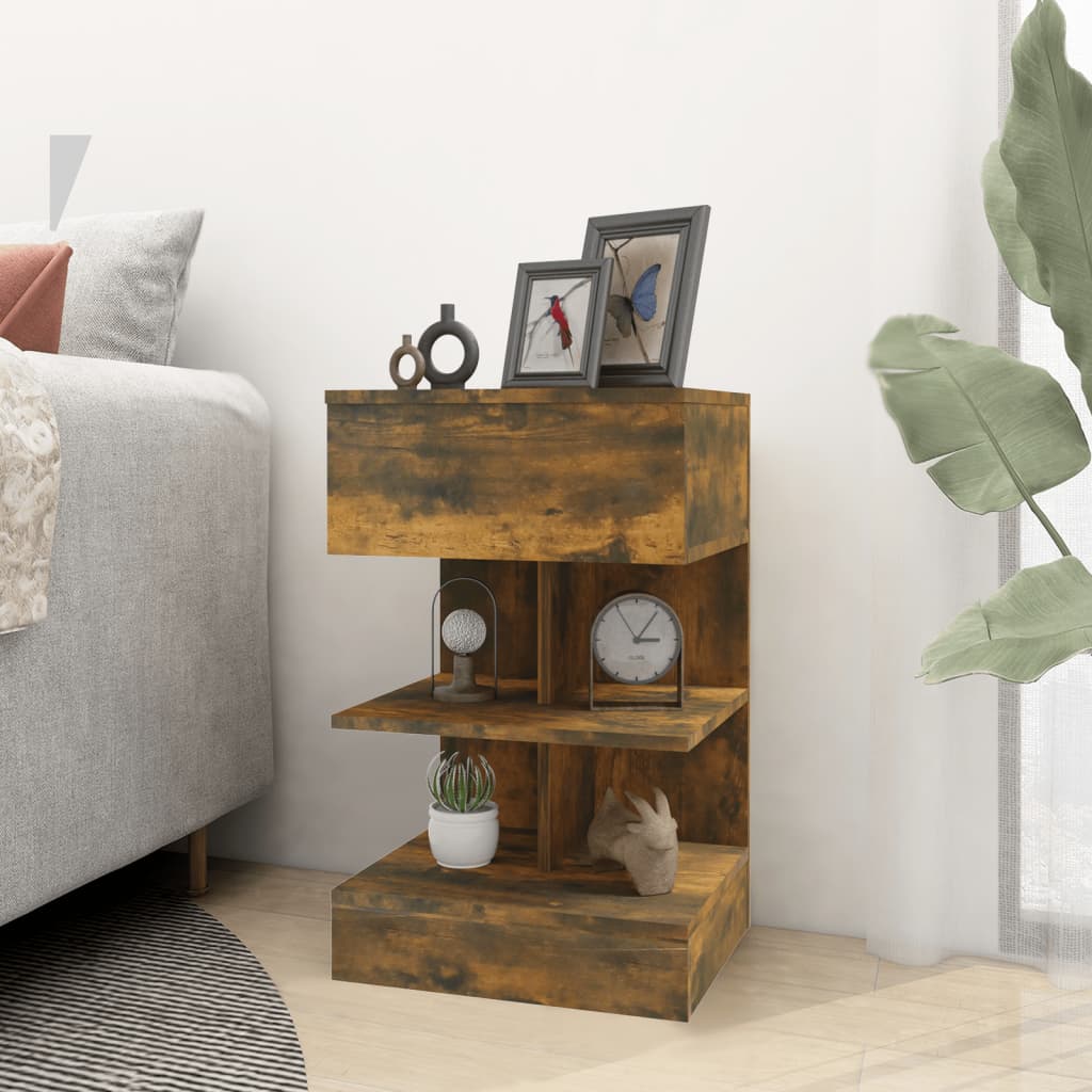Nattbord 2 stk røkt eik 40x35x65 cm konstruert tre