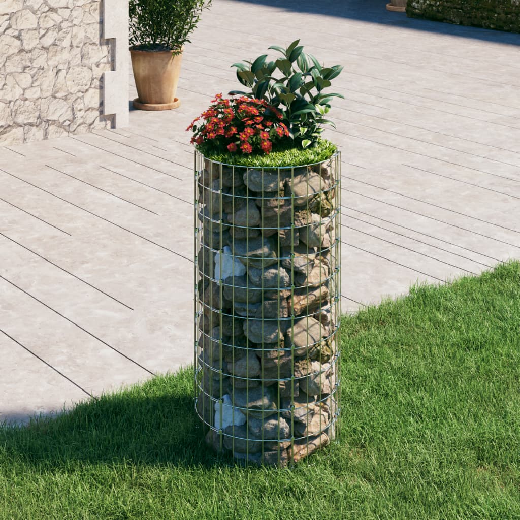 Sirkulær gabion stolpe galvanisert stål Ø50x100 cm