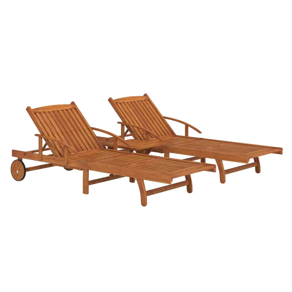 Solsenger 2 stk med bord heltre akasie