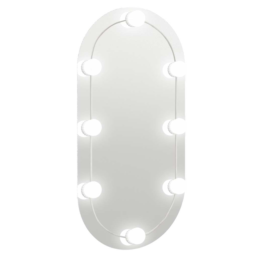 Speil med LED-lys 80x40 cm glass oval vidaXL