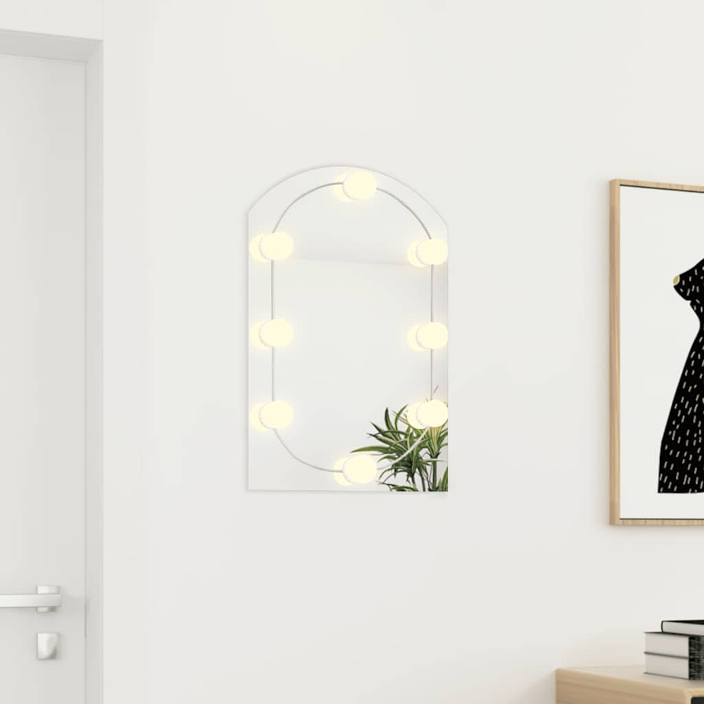 Speil med LED-lys 60x40 cm glass oval vidaXL