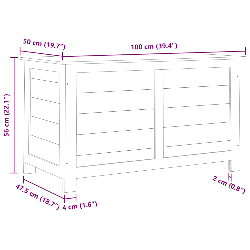 Utendørs putekasse 100x50x56 cm heltre gran