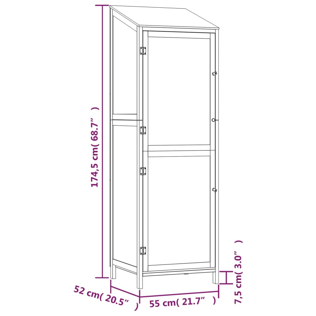 Hageskur brun 55x52x174,5 cm heltre gran