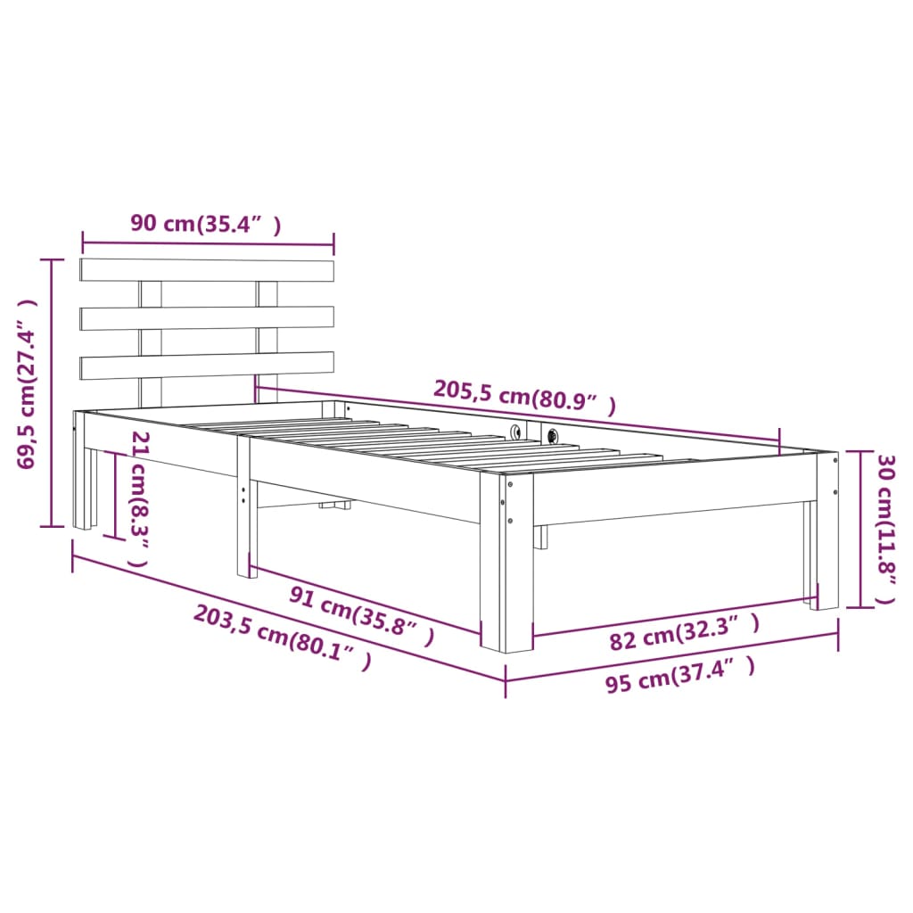 Sengeramme heltre 90x200 cm