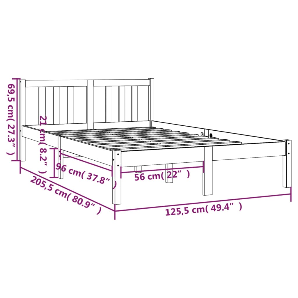 Sengeramme honningbrun heltre 120x200 cm