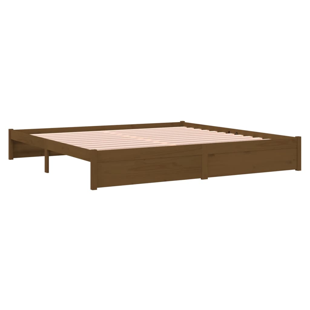Sengeramme honningbrun heltre 200x200 cm