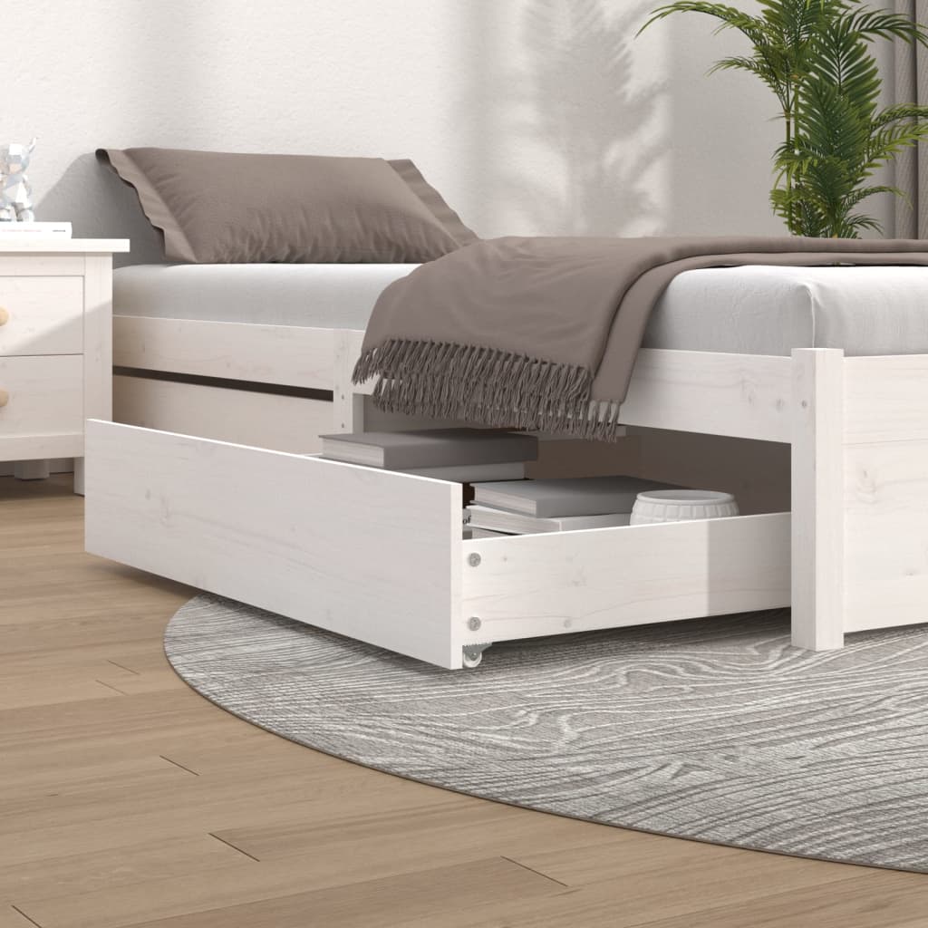 Sengeskuffer 2 stk hvit heltre furu