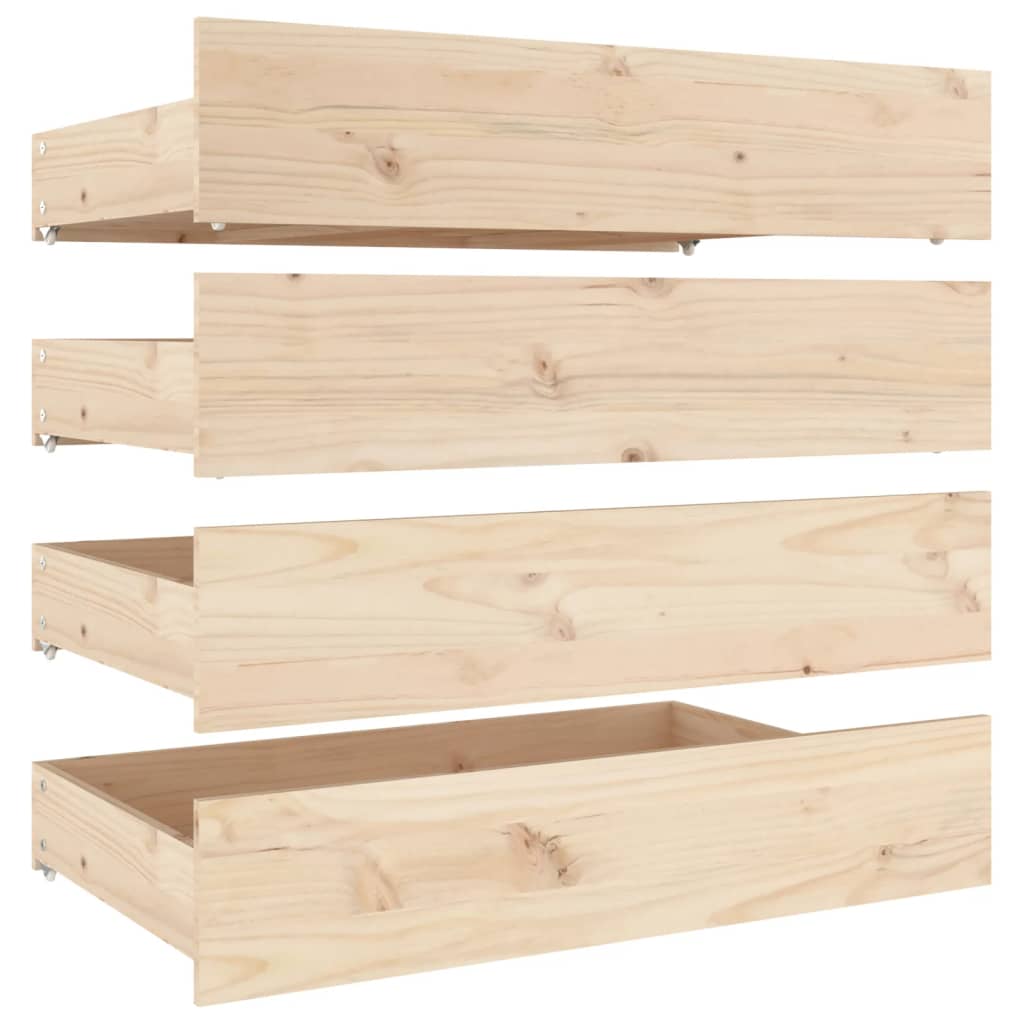 Sengeskuffer 4 stk heltre furu
