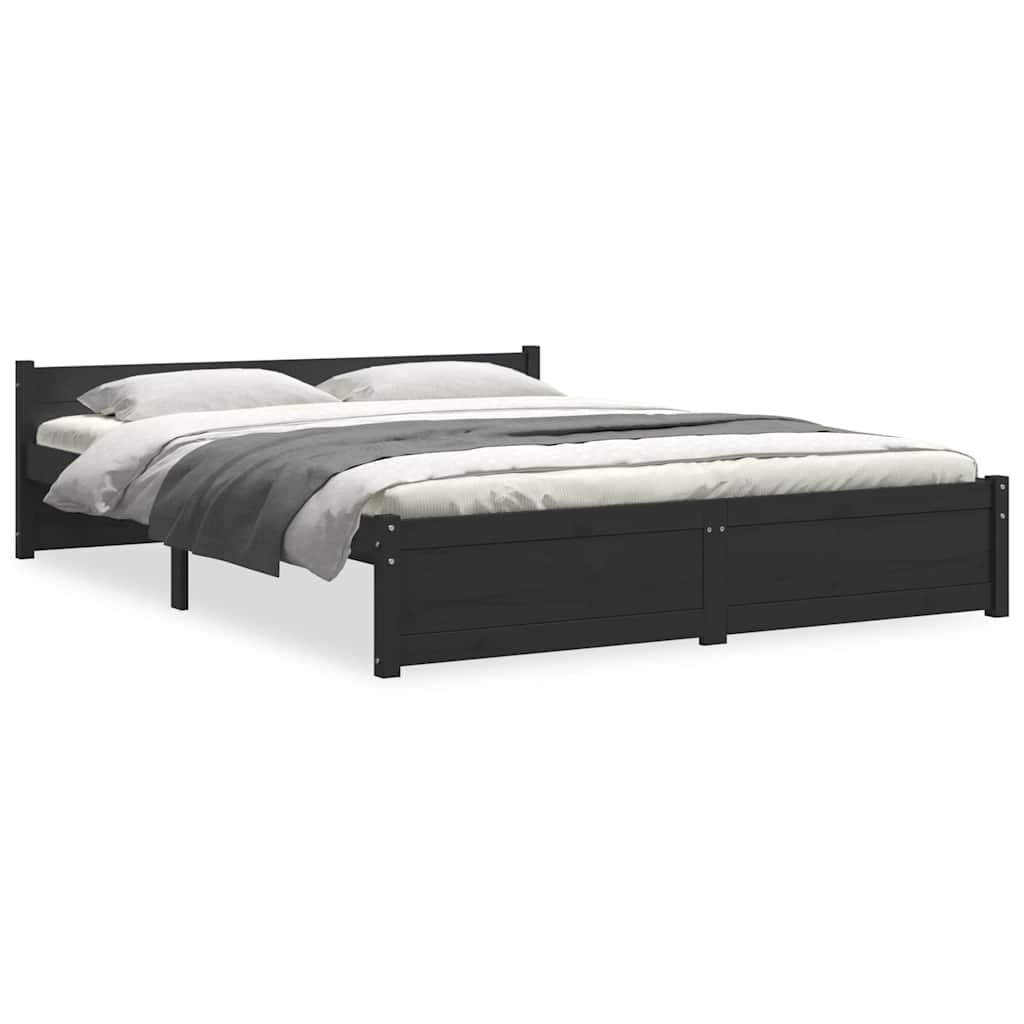 Sengeramme svart heltre 140x190 cm