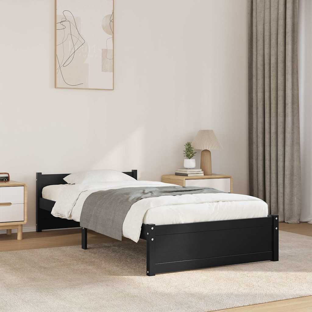 Sengeramme svart heltre 90x200 cm
