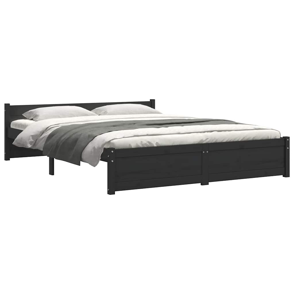 Sengeramme svart heltre 150x200 cm King Size