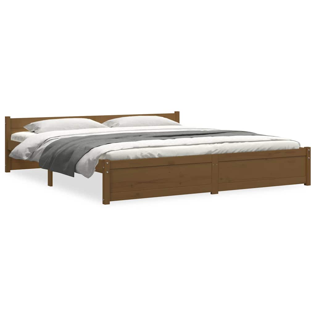 Sengeramme honningbrun heltre 200x200 cm
