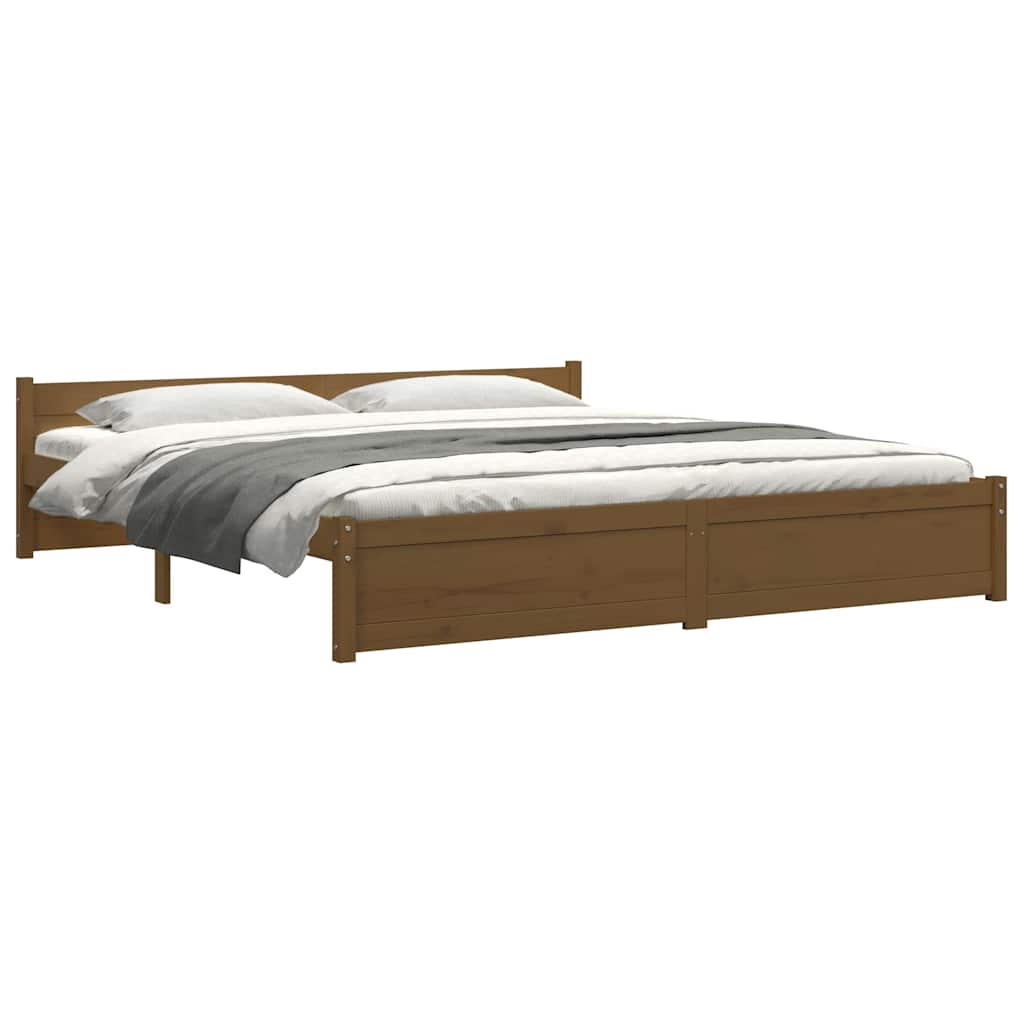 Sengeramme honningbrun heltre 200x200 cm