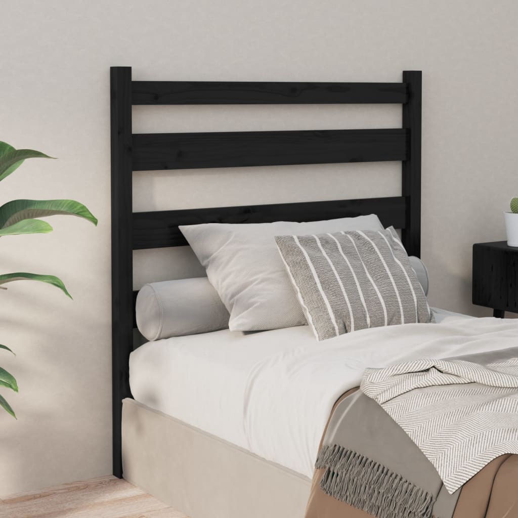 Sengegavl svart 81x4x100 cm heltre furu