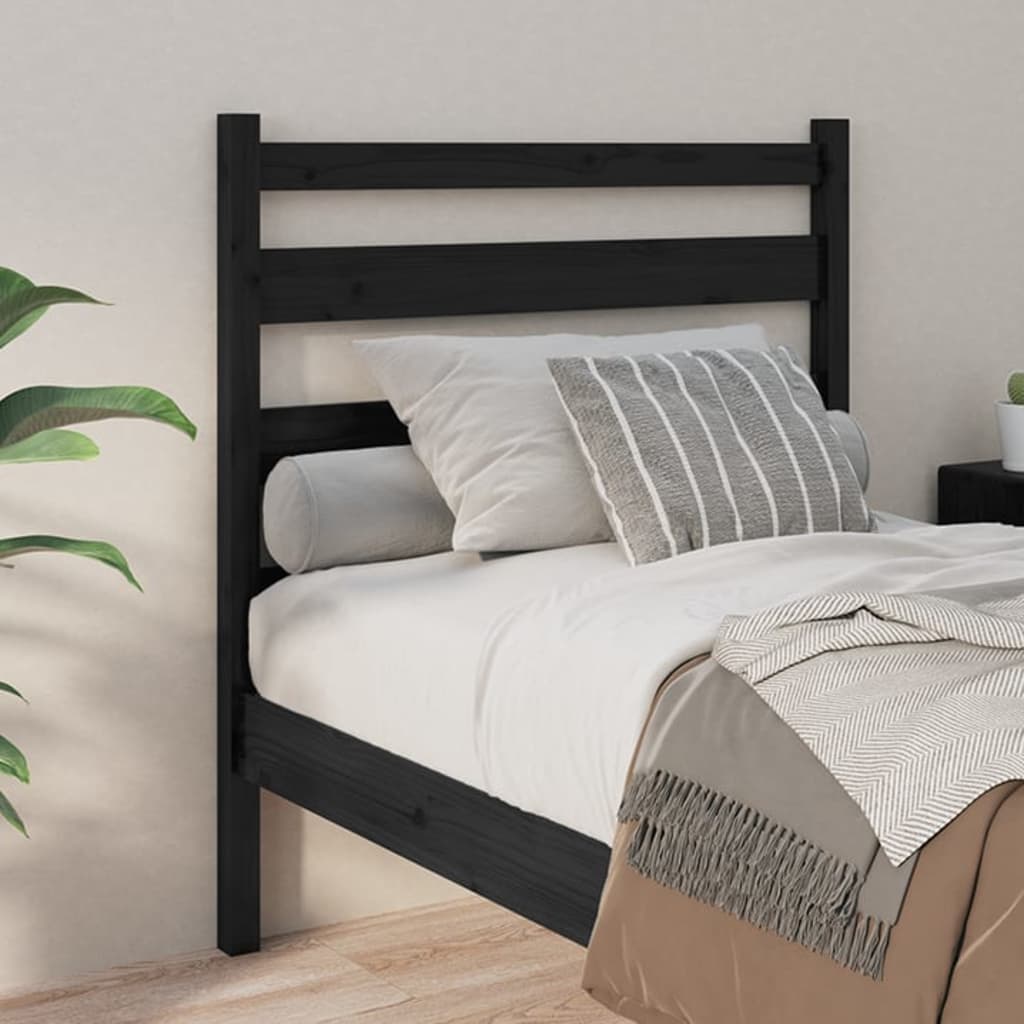 Sengegavl svart 106x4x100 cm heltre furu
