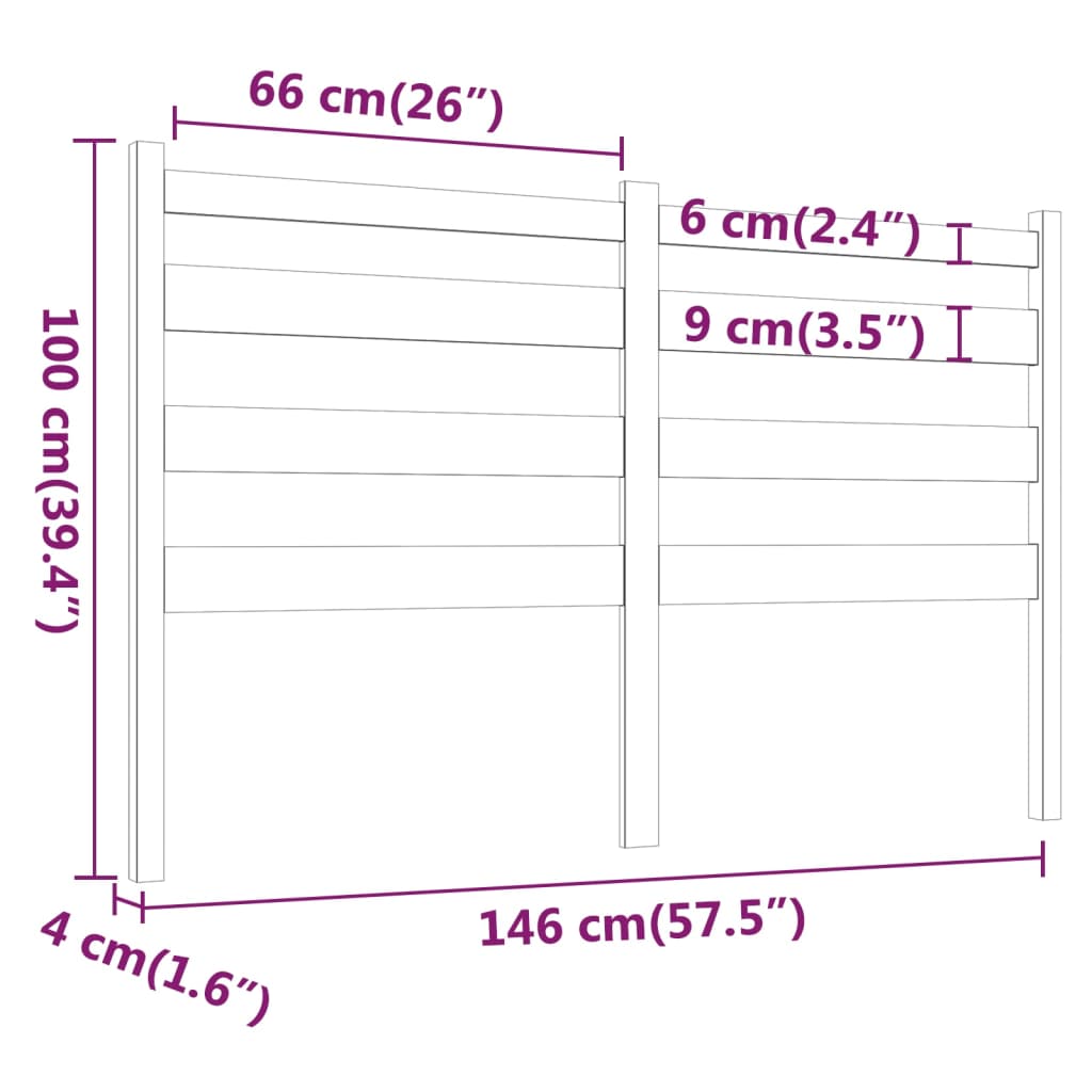 Sengegavl grå 146x4x100 cm heltre furu
