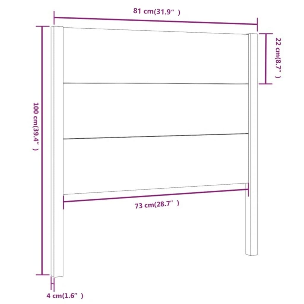 Sengegavl honningbrun 81x4x100 cm heltre furu