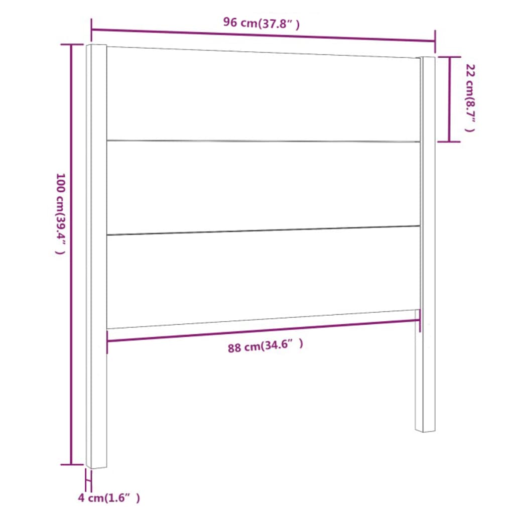 Sengegavl 96x4x100 cm heltre furu