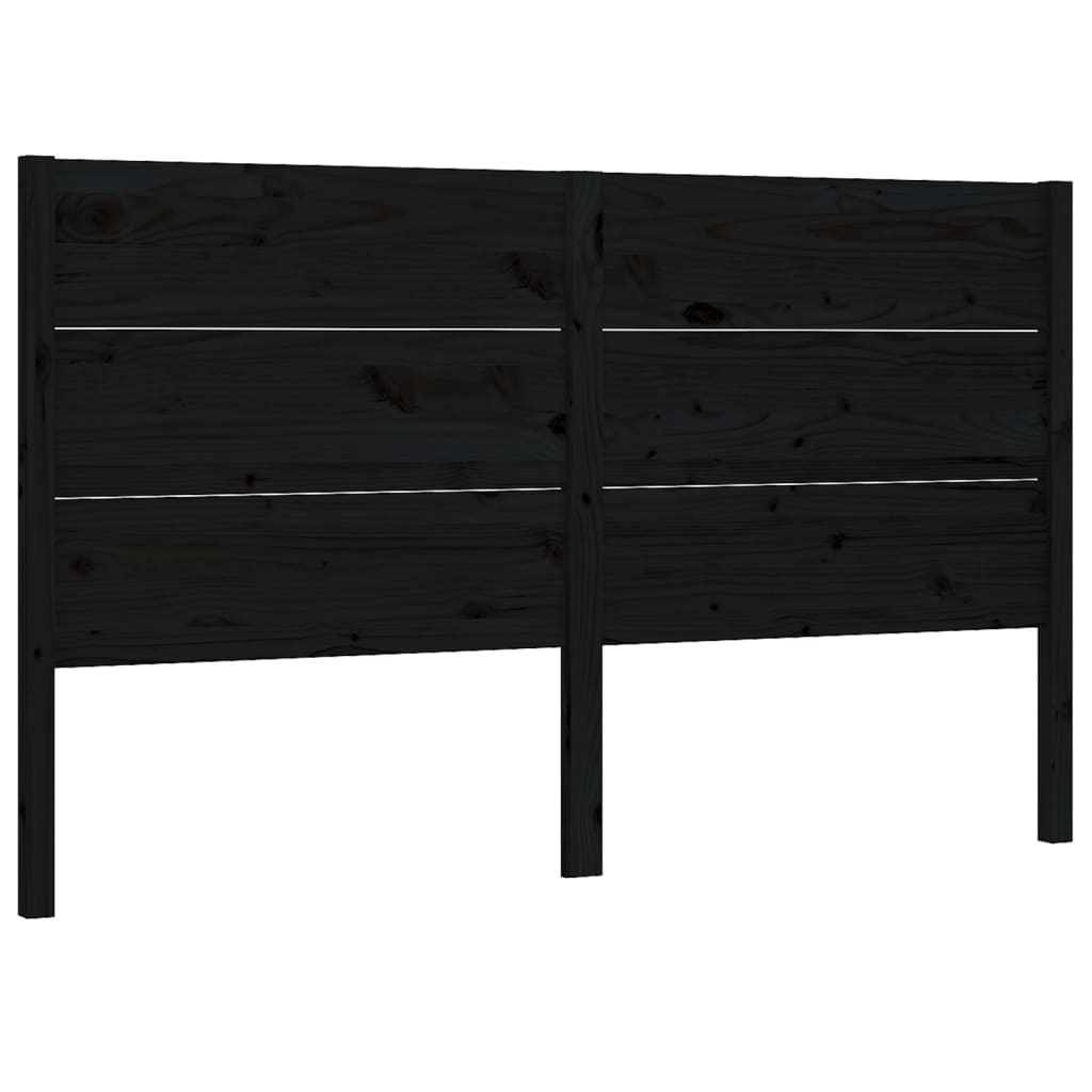 Sengegavl svart 126x4x100 cm heltre furu
