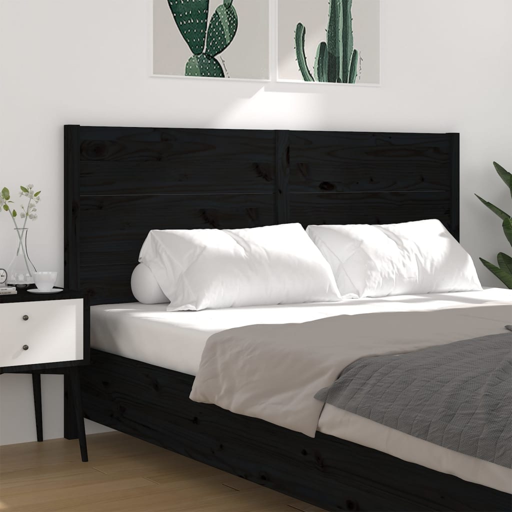 Sengegavl svart 126x4x100 cm heltre furu