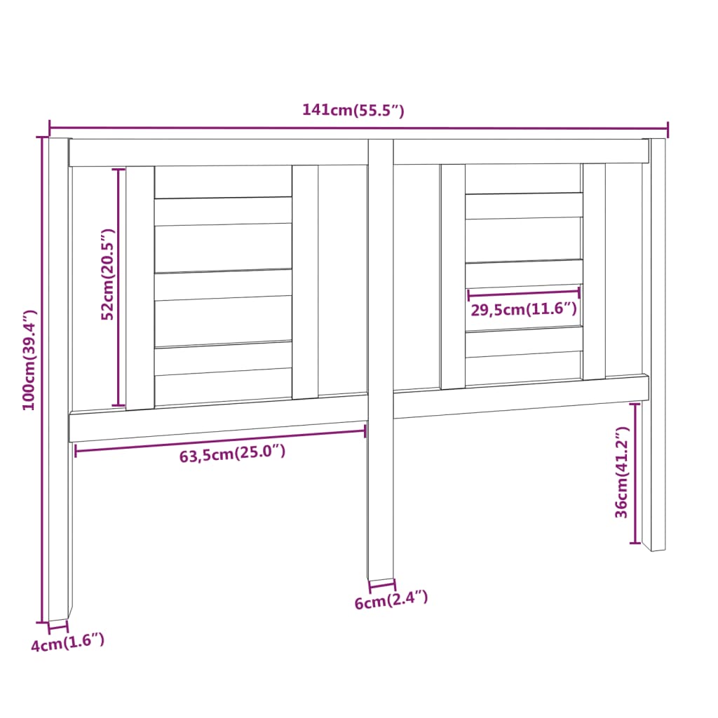 Sengegavl honningbrun 141x4x100 cm heltre furu