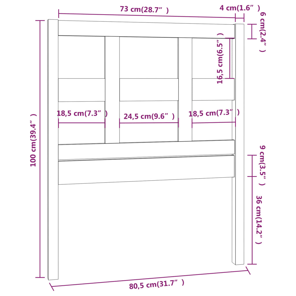 Sengegavl honningbrun 80,5x4x100 cm heltre furu